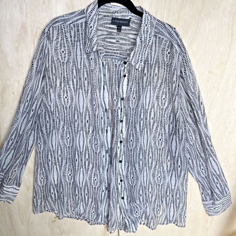 Lane Bryant Womens Size 22 24 Shirt Blouse Top Snake Skin Pattern Black White